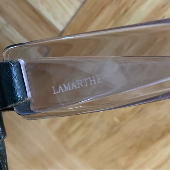 LAMARTHE Black Leather Clear Acrylic Handle HandBag Shoulder Bag - Picture 12 of 14